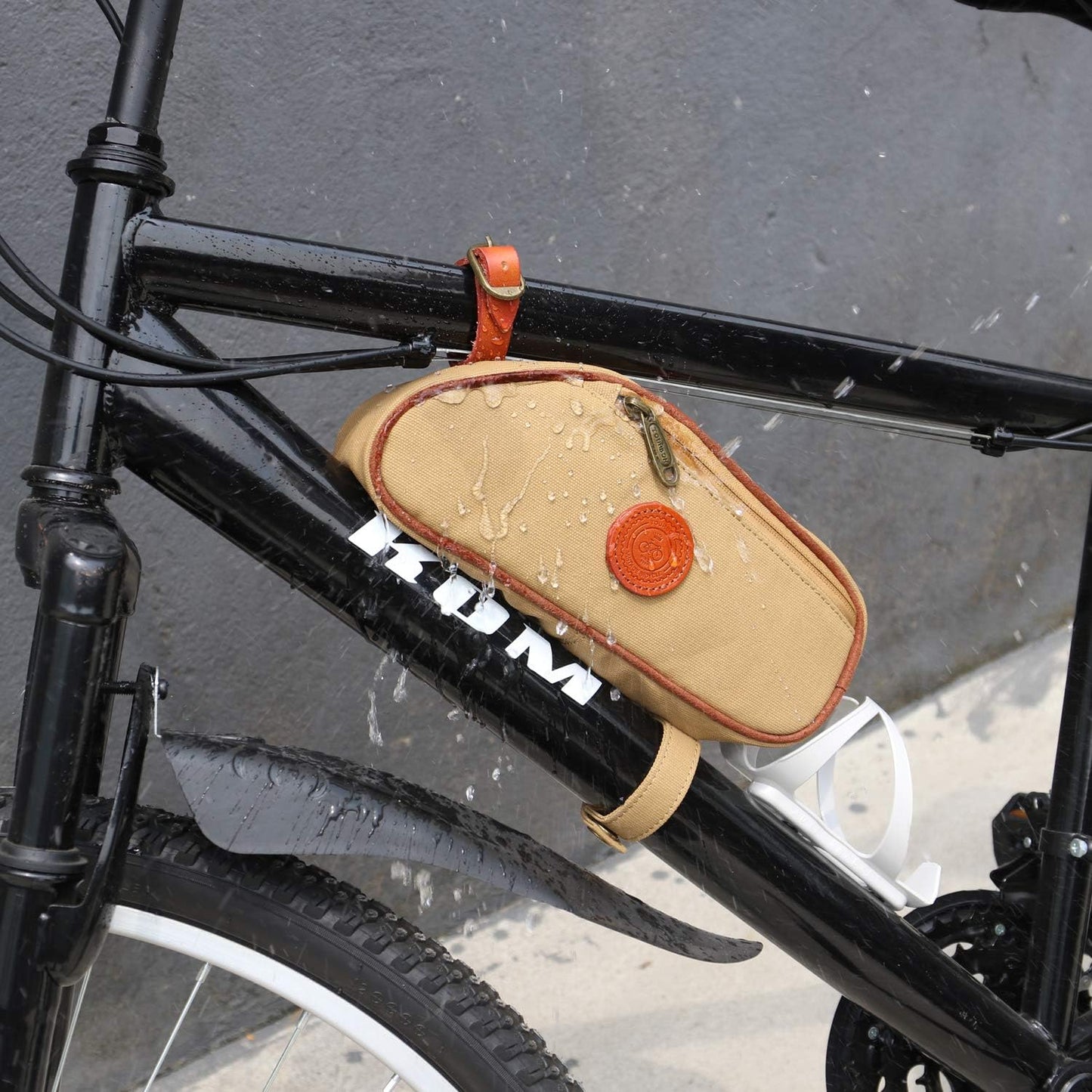TOURBON Canvas Cycling Pouch Bicycle Frame Triangle Bag Bike Under Top Tube Bag Corner Storage