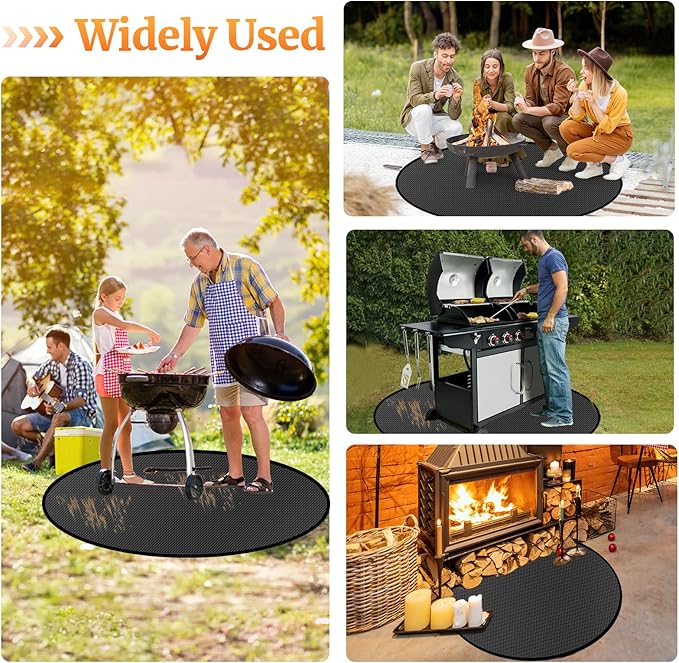 38" Round Fire Pit Mat for Solo Stove Bonfire/Under Grill Mat for Outdoor Grill Fireproof Waterproof Oil-Proof, 4 Layers Fireproof Mat Fireplace Mat BBQ Mat Solo Stove Mat for Deck Patio Grass Smoker