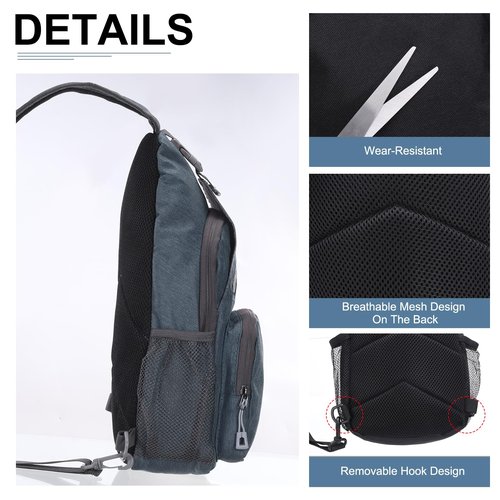 DTGN Oxford Small Sling Bag - 7.48"x15" (LXH) - Good for Women Men Hiking Travel Cycling - Multipurpose Crossbody Backpack Casual Packs with Headphone Jack - Light Gray