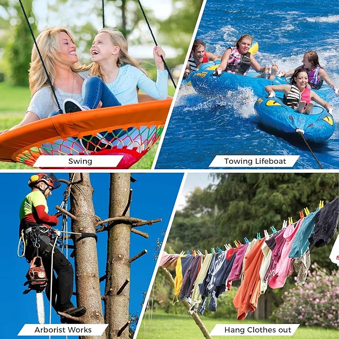 1/2 Inch 100ft Double Braided Polyester Arborist Rope, Heavy Duty Nylon Rope for Anchor, Tree Work, Cargo, Pulling, Sailing(Red)