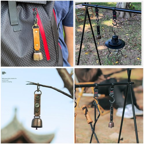 SquEqu 2 Pack Bear Bell Metal Loud Hiking Bells Pendant Keychain with Carabiner Hook Magnetic Mute Silencer for Outdoor Camping Trikking Harness Survival Emergency Montain Climbing Dog Animals