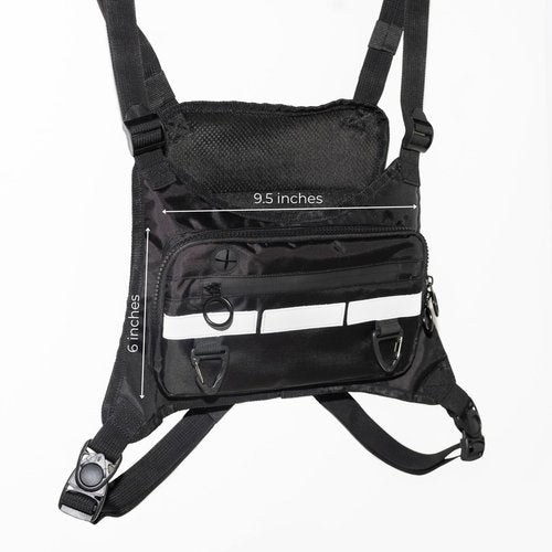 KeepItOrg Chest Bag for Men and Women – Running Vest with Reflective Strips – Tactical Chest Rig for Sports, Cycling, Workout, Hiking – Lightweight and Water-Resistant Chest Pack with Phone Holder