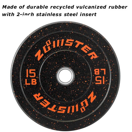 Bumper Weight Plate Olympic Plate Hi-Temp Bumper Weight Plate with Steel Insert Strength Training Weight Lifting Plate (15LB X 2)