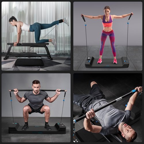 SQUATZ Apollo Board Mini: 150lb Resistance Smart Cable Machine, Functional Trainer for Full Body Workouts, Full Body Strength, Digital Home Gym Equipment with Free App Includes Accessories, Blue
