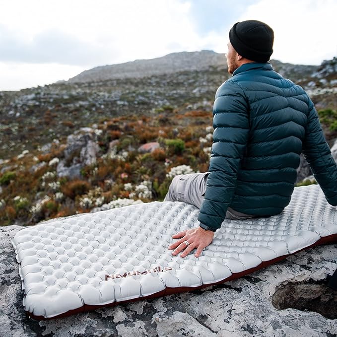 Naturehike Ultralight Insulated Sleeping Pad with R5.8, 3.2in Thickened Patchworkable Inflatable Double Sleeping Mat for Camping, Hiking, Climbing with Inflatable Bag (Silver-Rectangular)