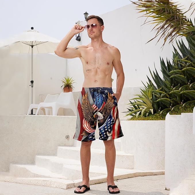 Mens Swim Trunks Quick Dry Board Shorts with Mesh Lining, Breathable Surf Beach Shorts Swimwear Bathing Suits