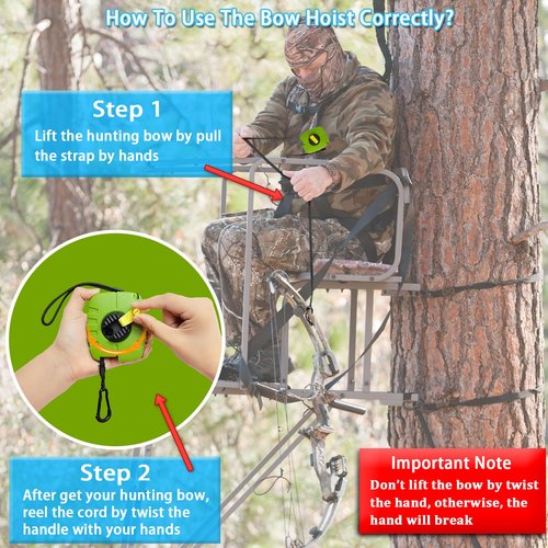 Seaperk Tree Stand Retractable Bow Hoist, Bow Rope, Bow Hunting Gear, Quick and Easy Reel Rope Up for Crossbow, Gun, Backpack, Rifle, Tree Stand Hunting Accessories