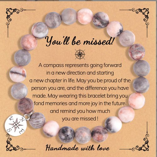 Emplyee Leaving Gifts Engraved Compass with Wooden Box and Cross Bracelet, Gift Set, Departing Colleague Leaving Gifts