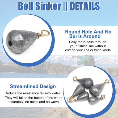 Bass Casting Sinkers Fishing Weights - 20/30pcs Bell Sinkers Drop Shot Weights with Brass Swivels for Saltwater & Freshwater 1oz 20pcs