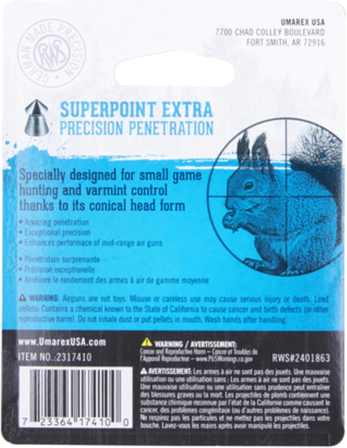 Umarex RWS Superpoint Extra Field Line Pellet Gun Pellets, 22 Caliber, 14.5 Grains, 200 Count