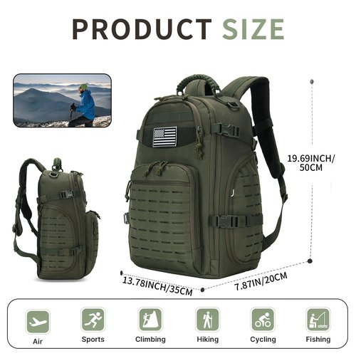 30L Hiking Backpack Lightweight Outdoor Daypack Camping Backpack Outdoor Travel Daypack Day Pack for Man Woman (Army Green)