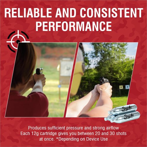 Soyishi 25 Count 12 Gram CO2 Cartridges for Paintball - CO2 Cylinder Non-Threaded CO2 Powerlet Cartridges for BB Gun, Airsoft, Air Gun, Pepper Gun P2P HDP