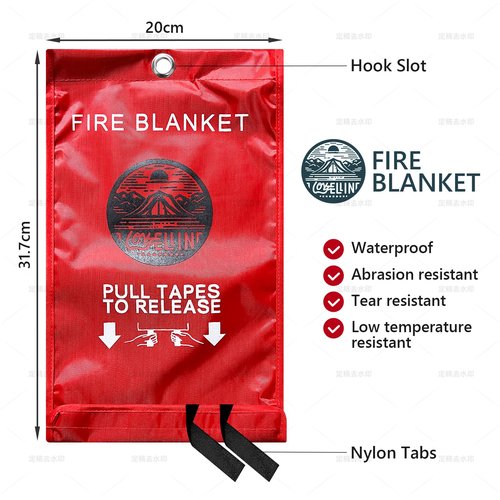 Lovelin 2-Pack Emergency Fire Blanket - 40' x 40' Fiberglass Fire Blanket (Red)