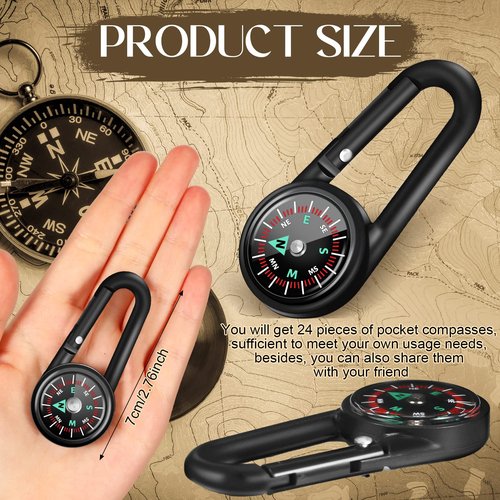 Kanayu Magnetic Compass Keychain Small Pocket Mini Compass Survival Hiking for Adults Camping Backpacking Accessory(60 Pcs)