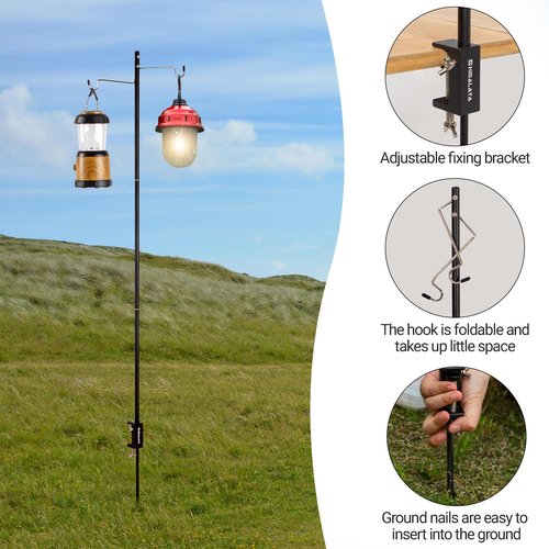 喜马拉雅 Camping Folding Lamp Pole, Lightweight Collapsible Aluminum Lantern Stand, Outdoor Portable Lamp Post Hanging Light Holder Stick for Picnic Hiking Fishing BBQ (Lantern Stand)