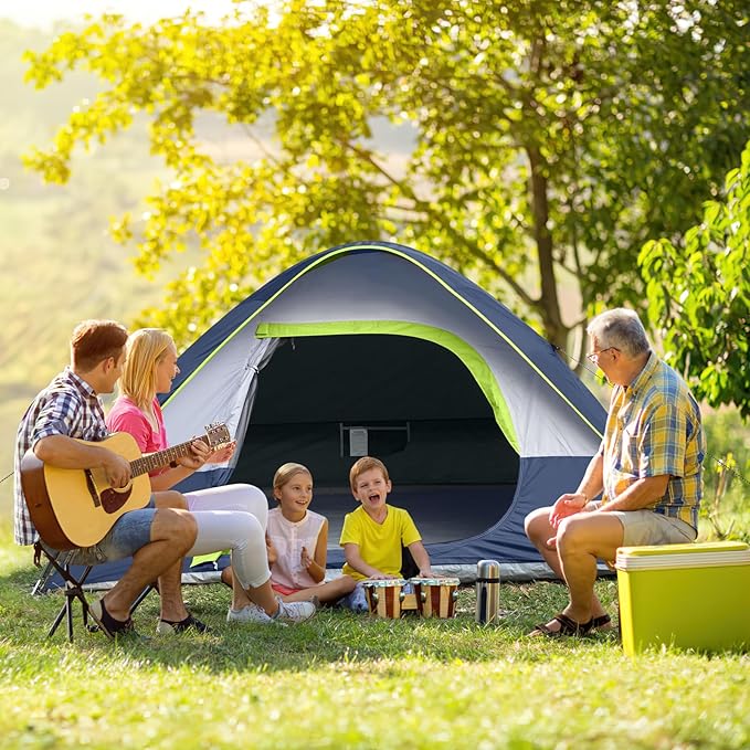 Camping Tent 4 Person, Waterproof Windproof Tent with Rainfly Easy Set up-Portable Dome Tents for Camping