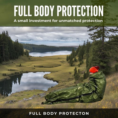 Next-Gen 2-Pack Emergency Sleeping Bags – ThermoShield™ Tech for Extreme Warmth – Reinforced Waterproof Bivy Sack with Survival Whistle – Compact & Essential for Camping & Outdoors