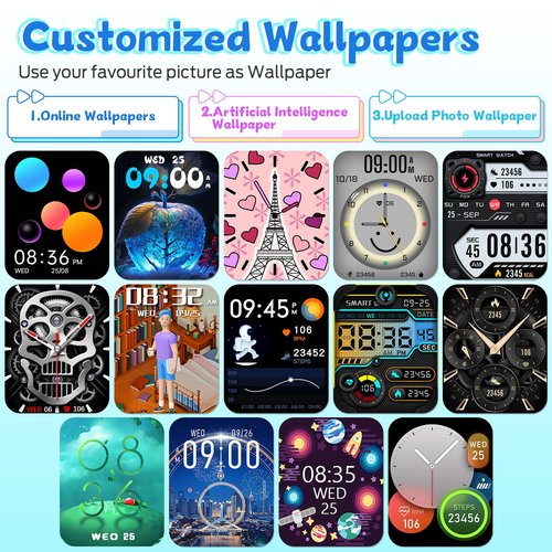 Smart Watch for Kids, Fitness Tracker with Pedometer, 100+ Sport Modes, Heart Rate, Sleep Monitor, Spo2, Calorie Step Counter, Fitness Watch 1.75"HD, Birthday Gifts for Girls Boys Teens 5-16 Black