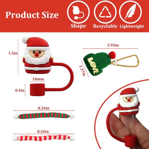 DLDXGXNR Christmas Stanley Cup Accessories Knit Charms 10mm Straw Cover Cap for Cup Charms for Stanley Tumblers Scarf Decorations 8Pcs Christmas Accessories