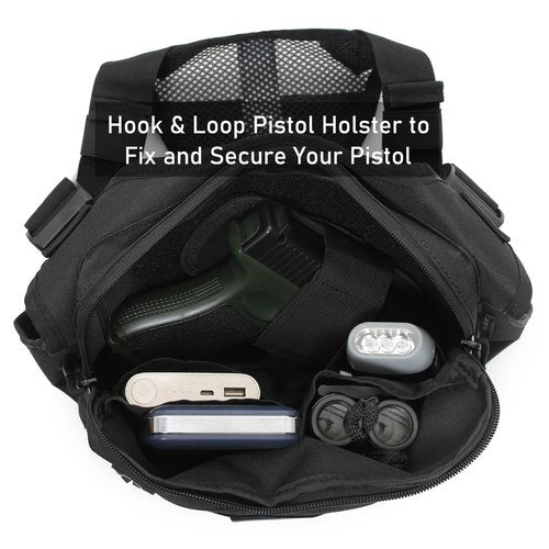 Sports Chest Pack for Men Front Chest Bag Fits Most Pistols Chest Pouch Harness for Running, Hiking, Workouts (Black)