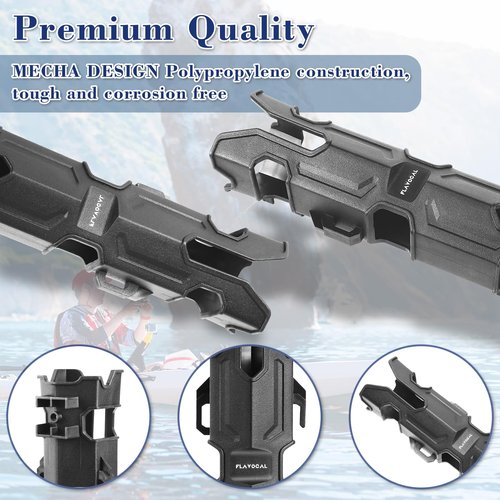 6 Pcs Mecha Boats Fishing Rod Holders,Wall Mounted Fishing Rod Holder Bracket Tube for Kayak with Screws,Ball Bungee Cords,Fishing Rod Storage Tubes for Boats,Cooler,Kayak,Crate,Garage,Trailer,Truck