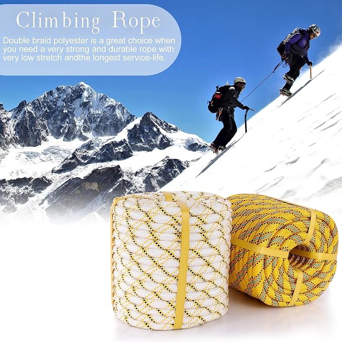 Arborist Rope Climbing Rope 48 Strands Polyester Rope(1/2in x 150ft) for Climbing Tree Swing Pulling Sailing
