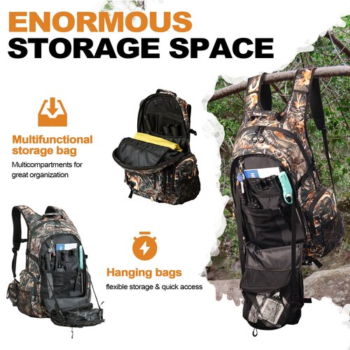 UNIHIMAL Hunting Backpack for Men, Waterproof Camo Backpacks for Hunt with Rain Cover, Durable Large Capacity Day Pack Hunting Gear Accessories for Men