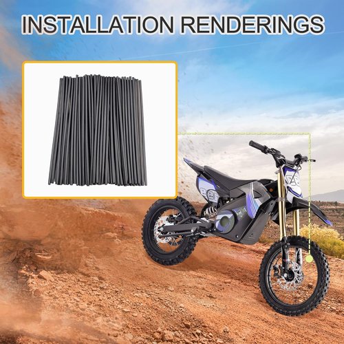 GOOFIT 72Pcs Motorcycle Spoke Skins Covers Coats Wheels Trim Cover Pipe Decorative Protective Wraps Kits for SUV Bicycle Off-Road Dirt Bike (Black)