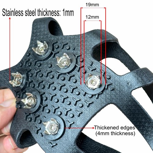 ODIER Ice Cleats Grippers for Boots and Shoes 9 Teeth Crampons Tiny Spikes for Walk on Ice Snow and Freezing Mud (M (2024))