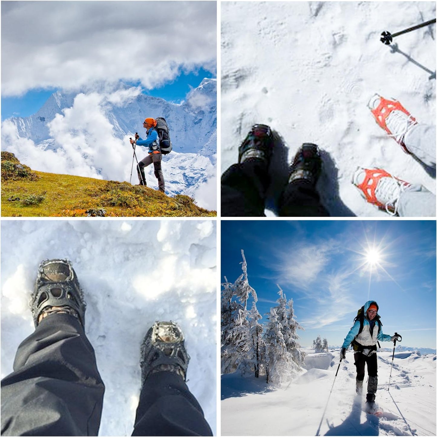 OuterStar Traction Cleats Ice Snow Grips Anti Slip 18 Stainless Steel Spikes Crampons Footwear