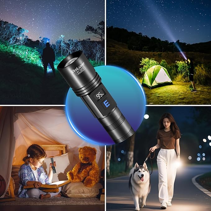 3Pack Rechargeable Flashlights 990,000 High Lumens, Super Bright Flashlight with LCD Digital Display, 5Modes Adjustable LED Flashlight Tactical Flashlights High Powered, Flash Lights for Emergency
