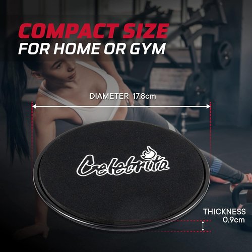 Celebrita Pair of Gliding Discs Core Sliders Ab, Back, Hip, and Leg Exercise Gear for Gym, Home, Yoga, Pilates | Strengthen Abdomen, Burn Fat, Improve Balance