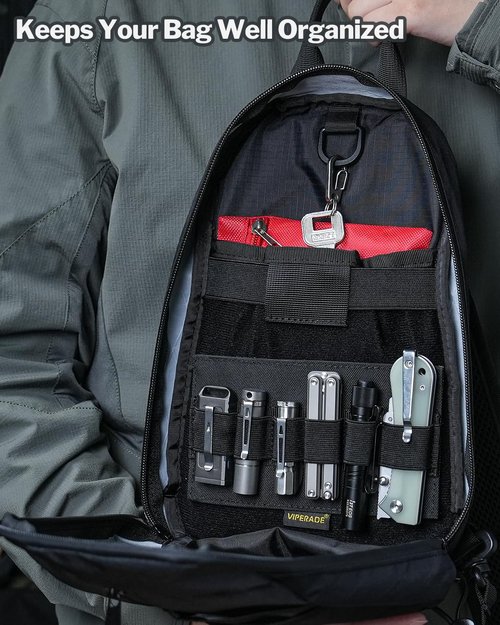 VIPERADE PL10-B EDC Organizer Elastic Modular, EDC Insert Pouch Panel Hook Backed Accessories Holder, Large Elastic Organizer Holder for Blackpack, Bag