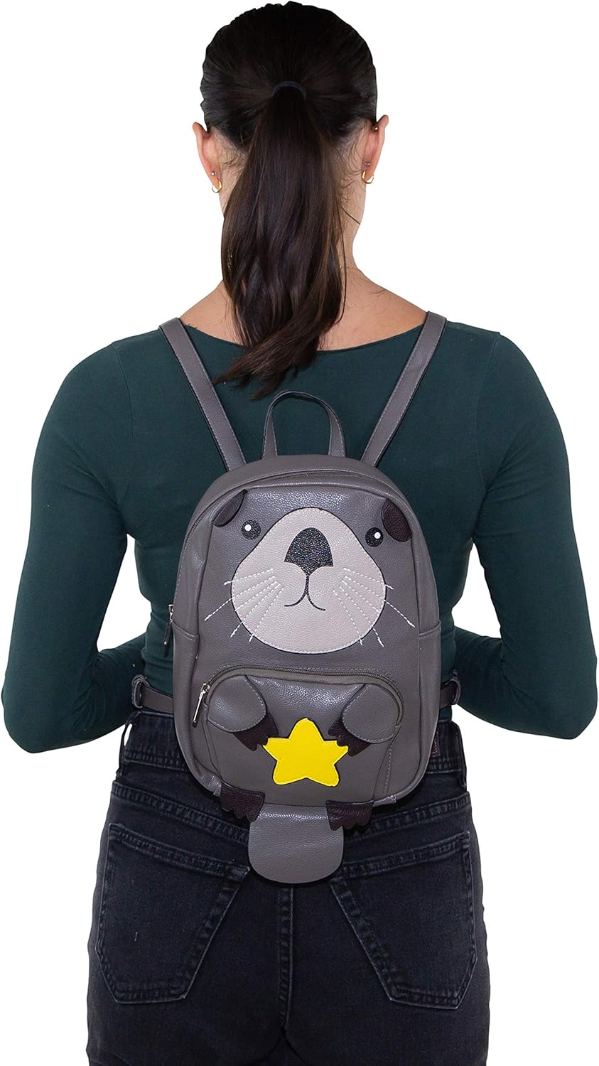 Sleepyville Critters: Mini Otter Backpack In Vinyl Material
