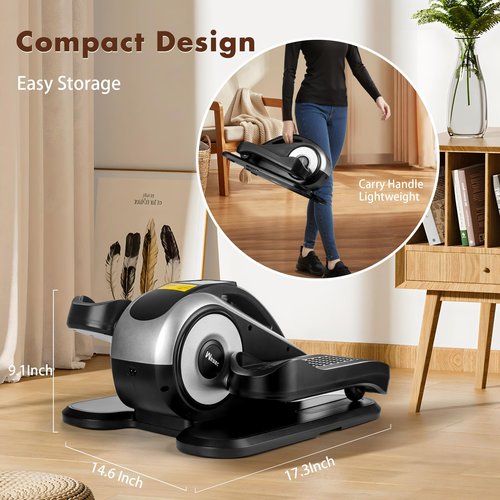 Wesec Under Desk Elliptical Machine, Electric Elliptical Training Machine for Seniors w/Remote & 12 Speeds Level, Manual & Auto Mode, Seated Pedal Exerciser for Home Office (Black)