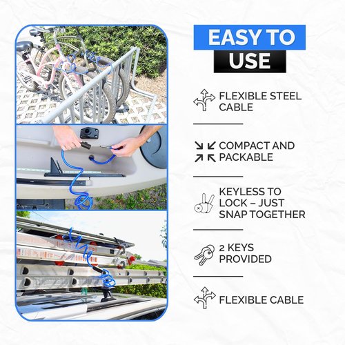DocksLocks Coiled Security Cable with Key Lock (5’, 10’, 15’, 20’ or 25’ Lengths), Weatherproof Multi-Purpose Anti-Theft Protection for Kayaks, Bikes, Paddleboards, Scooters, Equipment and More 10ft