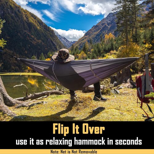 Sunyear Camping Hammock with Net and Hammock Tent Rain Fly Bundle - Perfect for Hiking, Backpacking, Outdoor Sleeping and Camping Survival