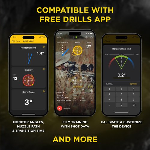 Shooters Global SG Pulse | Precision Shooting Assistant. Electronic Anti Cant Level, Elevation Angle Indicator, MOA Indicator, Captures Shots & Free Mobile app with Extra Features (M-LOK), Black