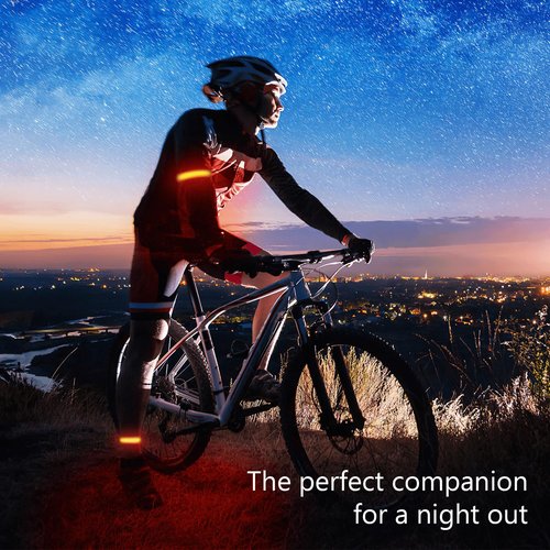 LED Armband Running USB Rechargeable - 2 Pack Safety Lights for Runners 3 Modes Running Gear Lights Adjustable High Visibility Waterproof Reflective Wristband for Night Running Walking (Orange)