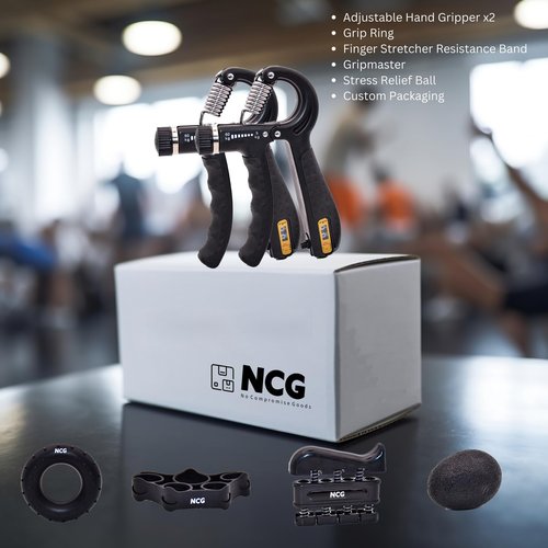 NCG Forearm Grip Hand Grips Strengthener Kit - 6-Pack Adjustable Resistance