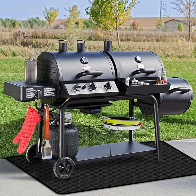 75 x 48 inch Under Grill Mats for Outdoor Grill, Oil and Waterproof, Double-Sided Fireproof Fire Pit Fireplace Outdoor BBQ Mat for Protecting Deck and Lawn