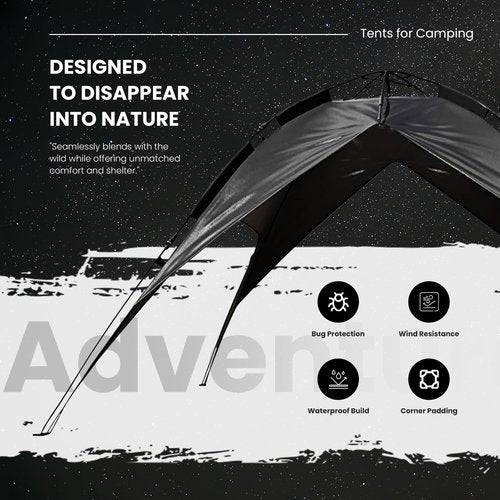 TripTrekker 3-4 Person Camping Tent | Pop Up Tent & Fully Waterproof Camping Tent | Backpacking Tent with Fly Screen & Portable Easy Set Up, Lightweight for Backpacking, Hiking Picnic