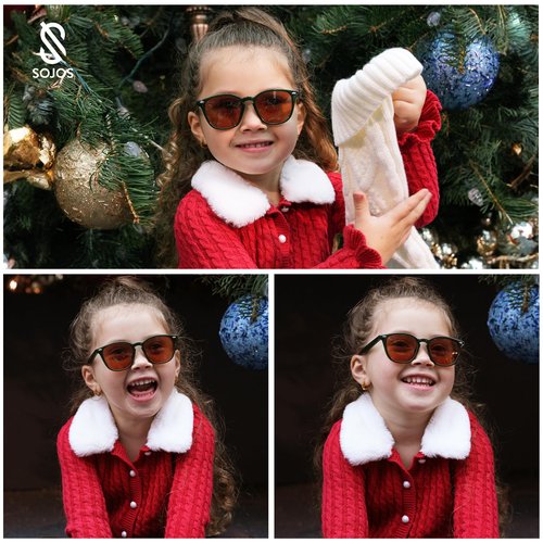 SOJOS Retro Kids Square Polarized Sunglasses for Girls Boys Age 3-10 UV400 Protection De Sol Gafas SK5616 Tortoise/Brown Lens