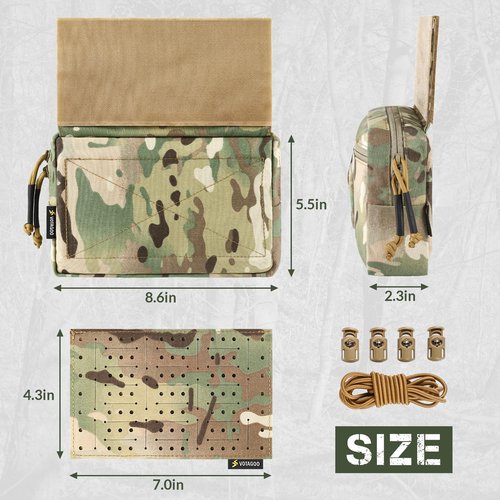 VOTAGOO GEAR Tactical Admin Drop Pouch, Molle Dangler Pouches with Hook & Loop, Modular Zippered Medical Bag for JPC CPC AVS Plate Carrier