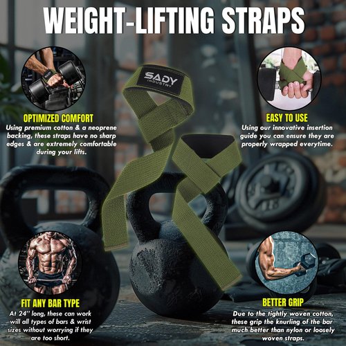 Lifting Wrist Straps for Weightlifting, Weight Lifting Straps Gym Power Workouts Lifting Straps Padded Cotton Men Women Supportive Lift Deadlift Strap (Olive Green)