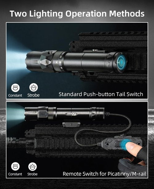 EZshoot 2500 Lumens Tactical Laser Light Combo for Rifle Compatible with Picatinny with Magnetic Remote Switch, Ar Light Laser Combo with Strobe Mode, Tactical Flashlight for Home Defense, Hunting