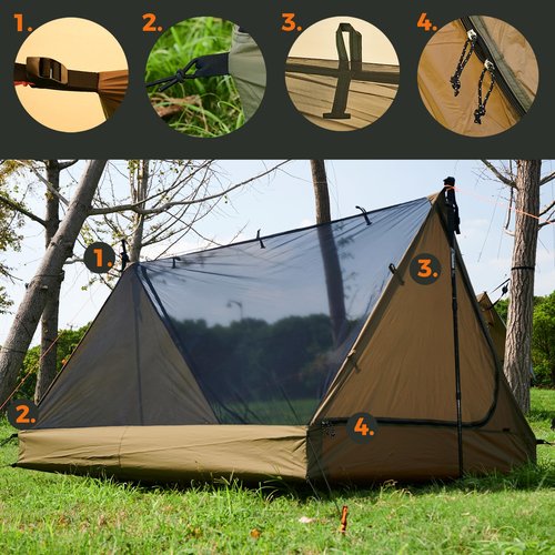 onewind Mesh Tent for 2 Person, 2 Openings Inner Tent for Tarp Ultralight Trekking Pole Tent Tarp Backpacking Netting Tent with Waterproof Bathtub Floor, No Trekking Pole Included
