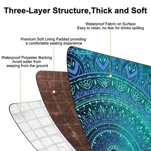 ICOSY Picnic Blankets Beach Blanket, Waterproof Outdoor Blanket Sandproof Picnic Camping Mat Camping Essentials 78" x 59"