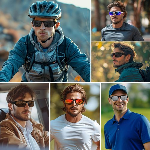 Ofwin Sports Polarized Sunglasses for Men Women Wrap Around Sun Glasses Fishing Cycling Driving Running UV Protection Black