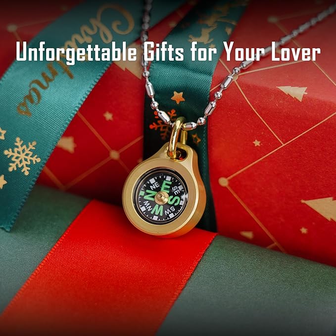MecArmy CMP/CMP2 Mini Compass- Meaningful Graduation Birthday Gifts for Men Women, EDC Titanium/Brass/Copper Pocket Compass for Hiking SurvivaI, IPX5 Waterproof, Glow in The Dark, Necklace Pendant
